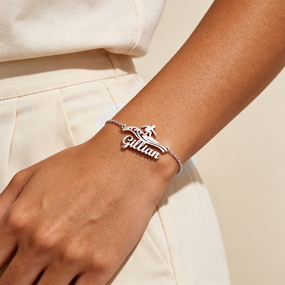 Personalized Stainless Steel Golden Name Bracelet, Custom Gift