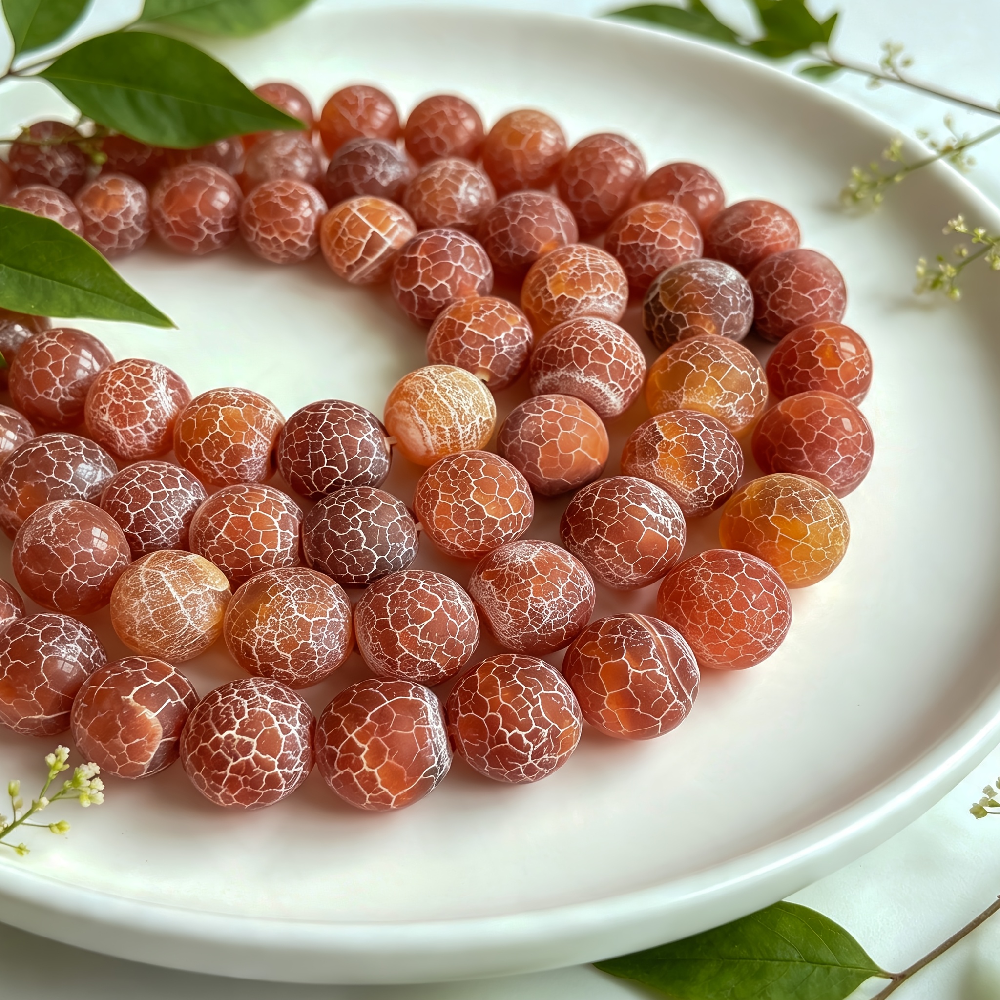 Approx. 18pcs Spherical Shape Agate Beads for Christmas