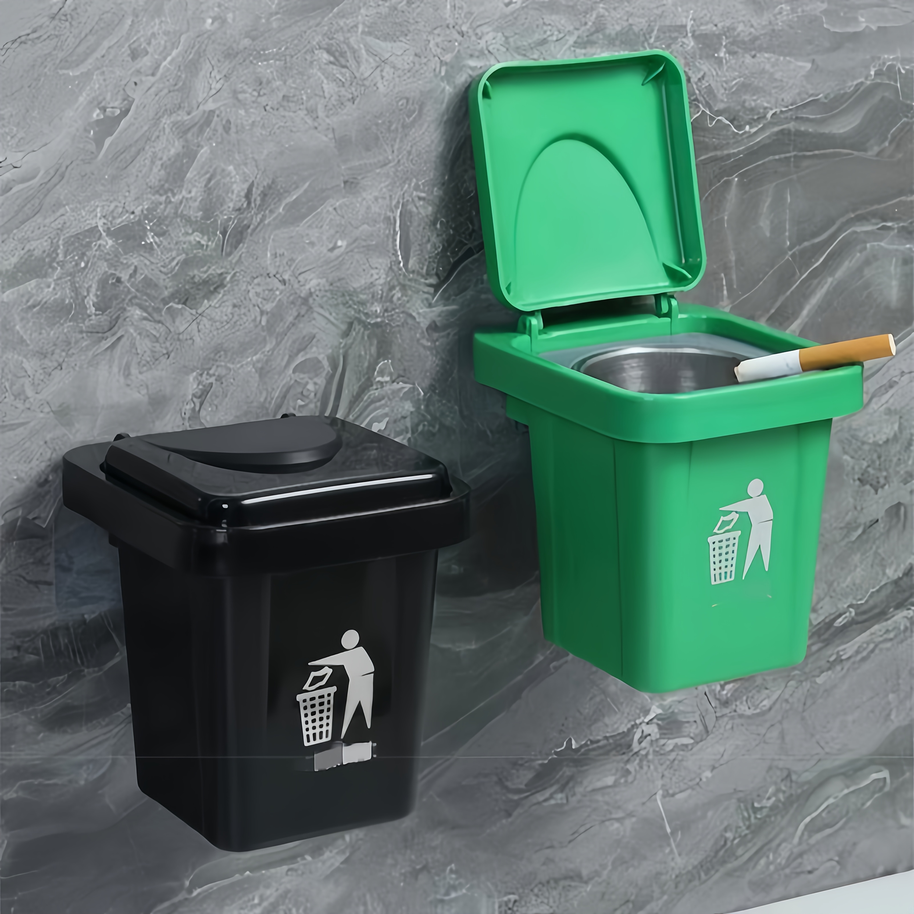 1 bucată Cutie de depozitare creativă, Coș de gunoi, Scrumieră pentru uz casnic cu capac, Stil suspendat pentru sufragerie, toaletă și baie, Design cu pâlnie adâncită pentru capacitate sporită, Cutie de depozitare cu instalare fără găurire
