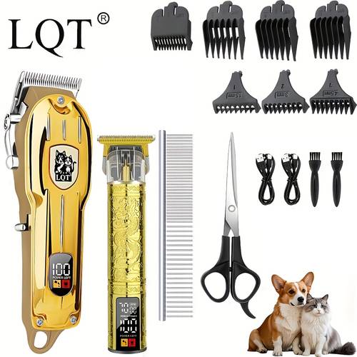 pet electric clipper led display cat and dog electric grooming trimmer usb charging port four length adjustments with 7 stop collars low noise sharp with
