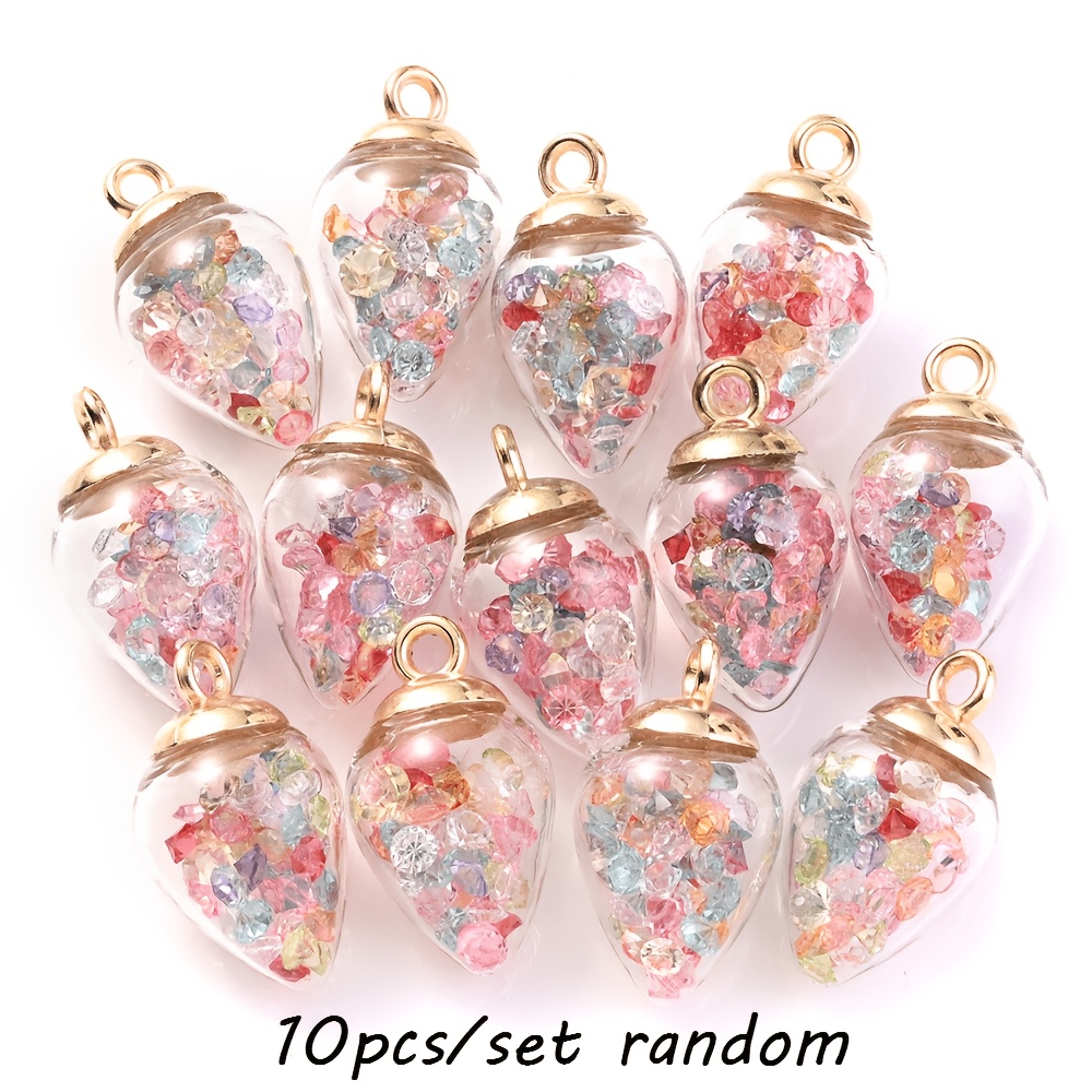 TEMU 10pcs 14×25mm Random Color Water Drop Glass Charms For Bracelets Necklaces Mobile Phone Pendants Keychains And Home Bedroom Decoration Additions