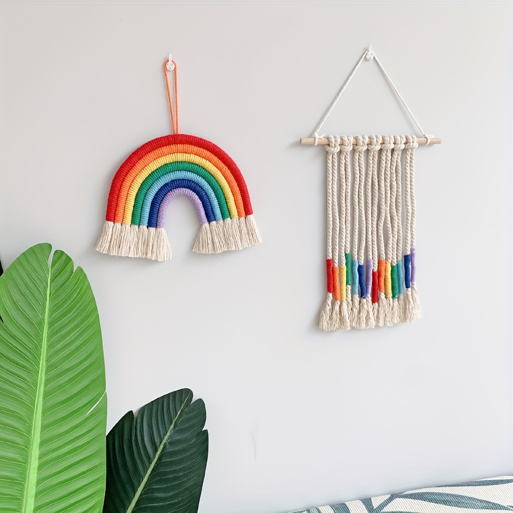 

1pc Nordic Style 6 Rainbow Color Car Hanging Car Hand-woven Decorative Pendant Room Wall Hanging Pendent