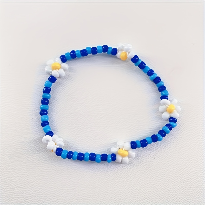 Boho Style Women's Beaded Flower Bracelet for Spring/Summer