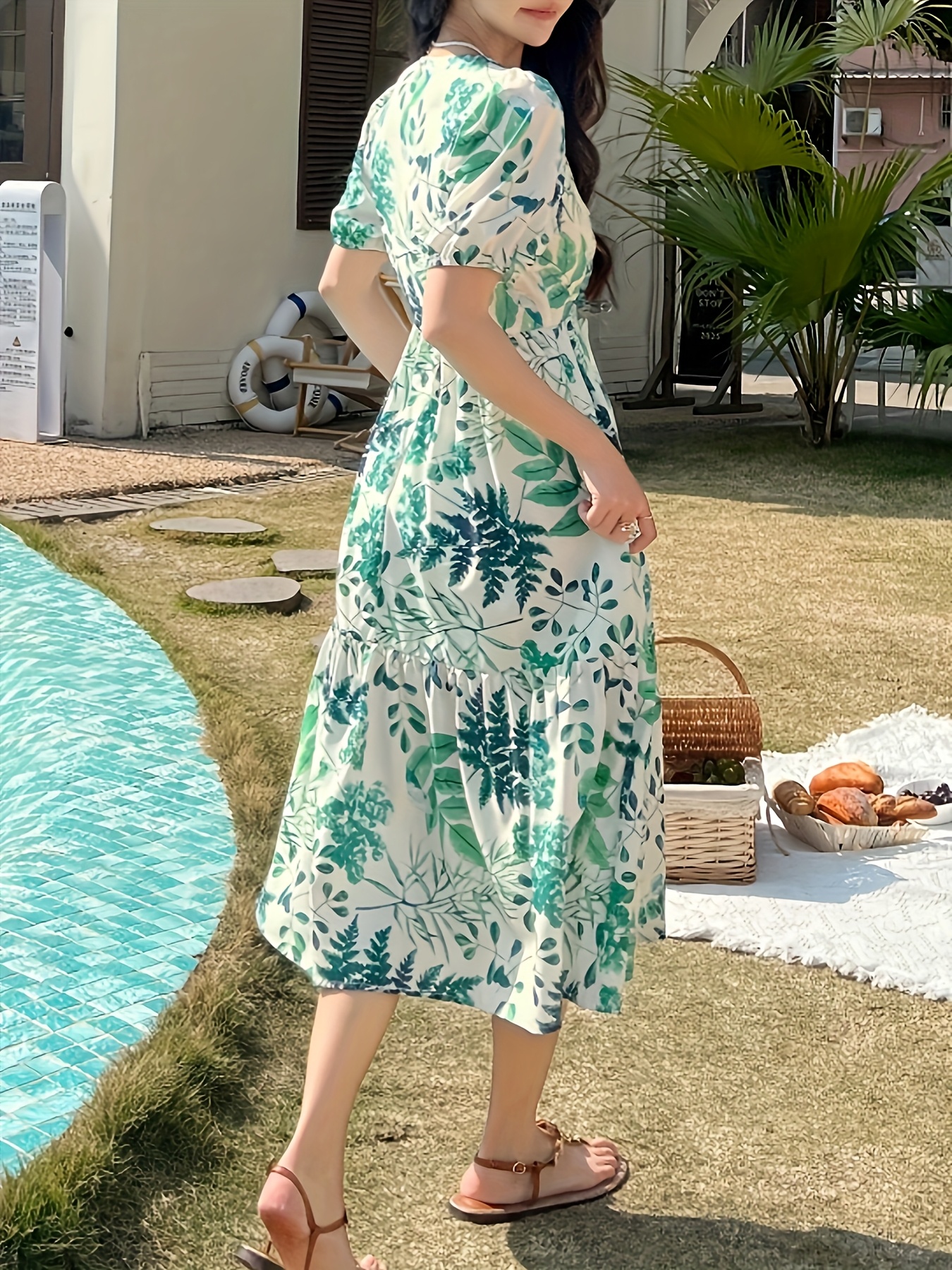 navy blue dress for baby girl Floral V Neck Sleeveless Cotton Spring Summer Maxi Dress main image 1