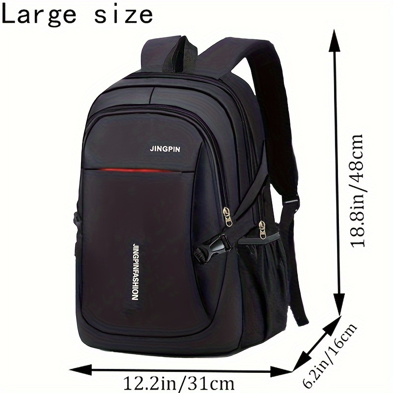 TEMU Large Capacity Stylish Men's Nylon Backpack - For Travel & School, Casual Fashion With Unique Zipper Direction: retailer-supplied image