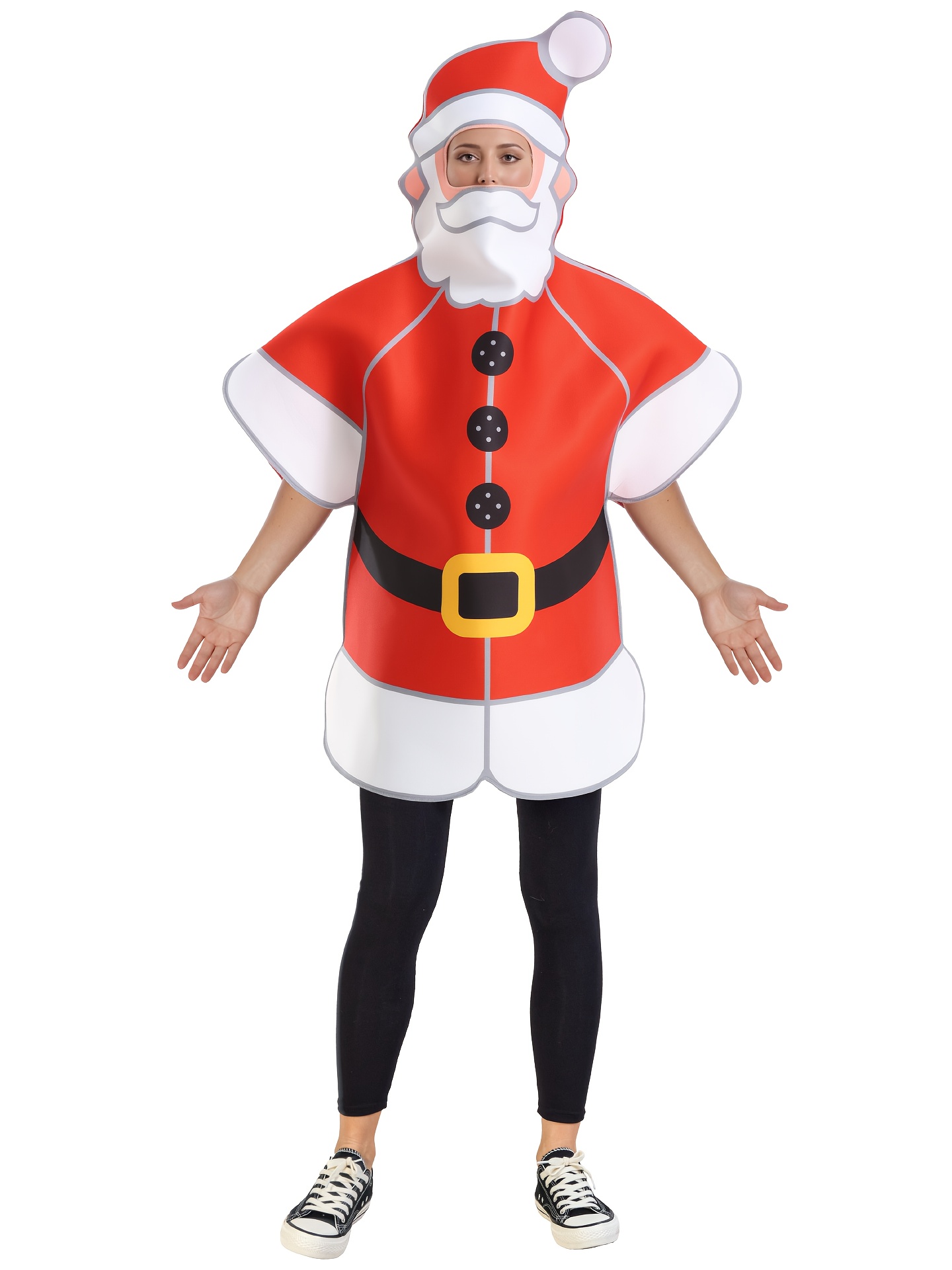 Erwachsenen-Weihnachtskostüm - Rotes \u0026 Weißes Feiertagsoutfit mit Kapuze,  Einheitsgröße für Weihnachtspartys * Fotoshootings - Leicht anzulegender ..., image size:800x1067