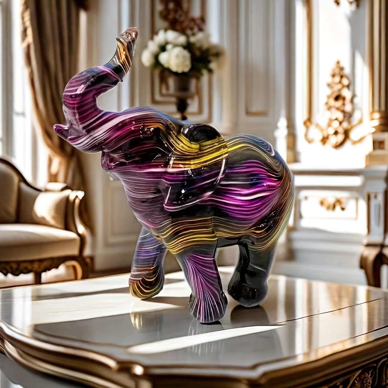 

1pc, Trendy And Colorful Elephant Resin Statue Decorative Crafts Suitable For Decorating Art Decorations Such As Living Rooms Bedrooms Study Desks Office Desks Etc In Apartments