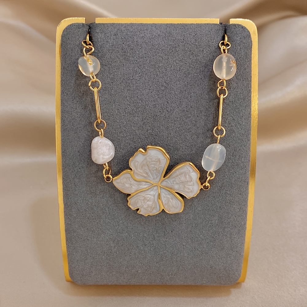 Elegant Drip Oil Flower Natural Stone Bracelet, Unisex