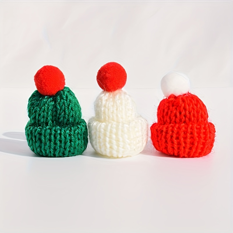 

20pcs Mini Knitted Hats For Christmas - Diy Crafts & Holiday Decorations, For Halloween, Valentine's, Thanksgiving