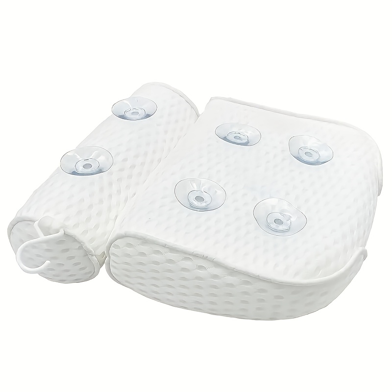 TEMU 4d Grid Bath Towel, Neck And Back Support, Bathroom Accessory Set, Bathtub Pad With 6 Suction Cups And Hooks, Quick-drying Machine-washable