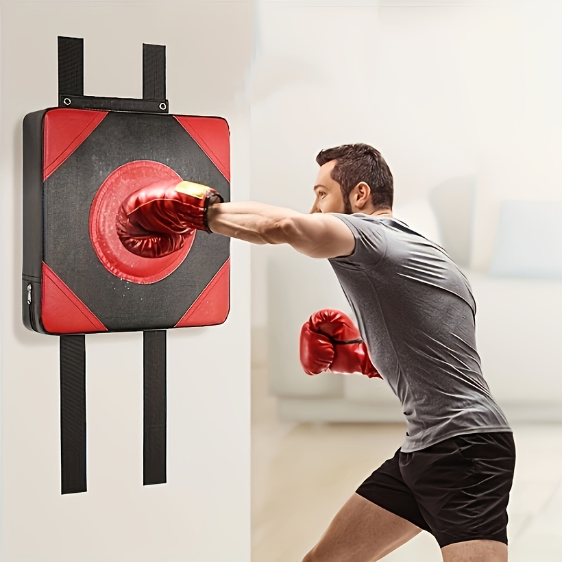 

Cible de boxe en cuir synthétique rouge avec crochets adhésifs et - Sac de universel pour MMA, Muay Thai, Karaté, Arts martiaux - Tampon d'entraînement pour une utilisation unique