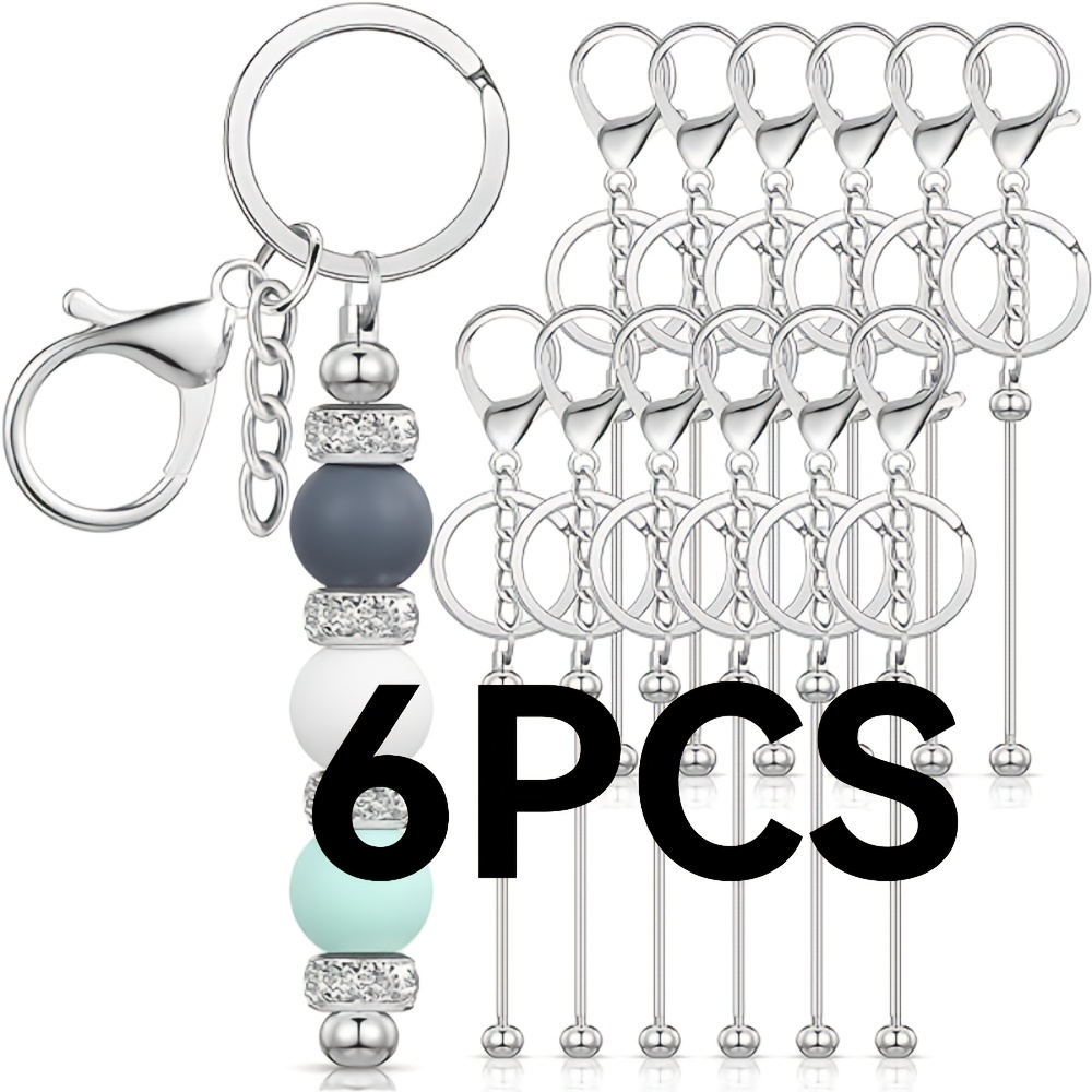 3/6pcs Beaded Keychain Bulk For Keychain Making Blank Beaded Metal Keychains Craft Keyring Gifts (elegant), Elegant