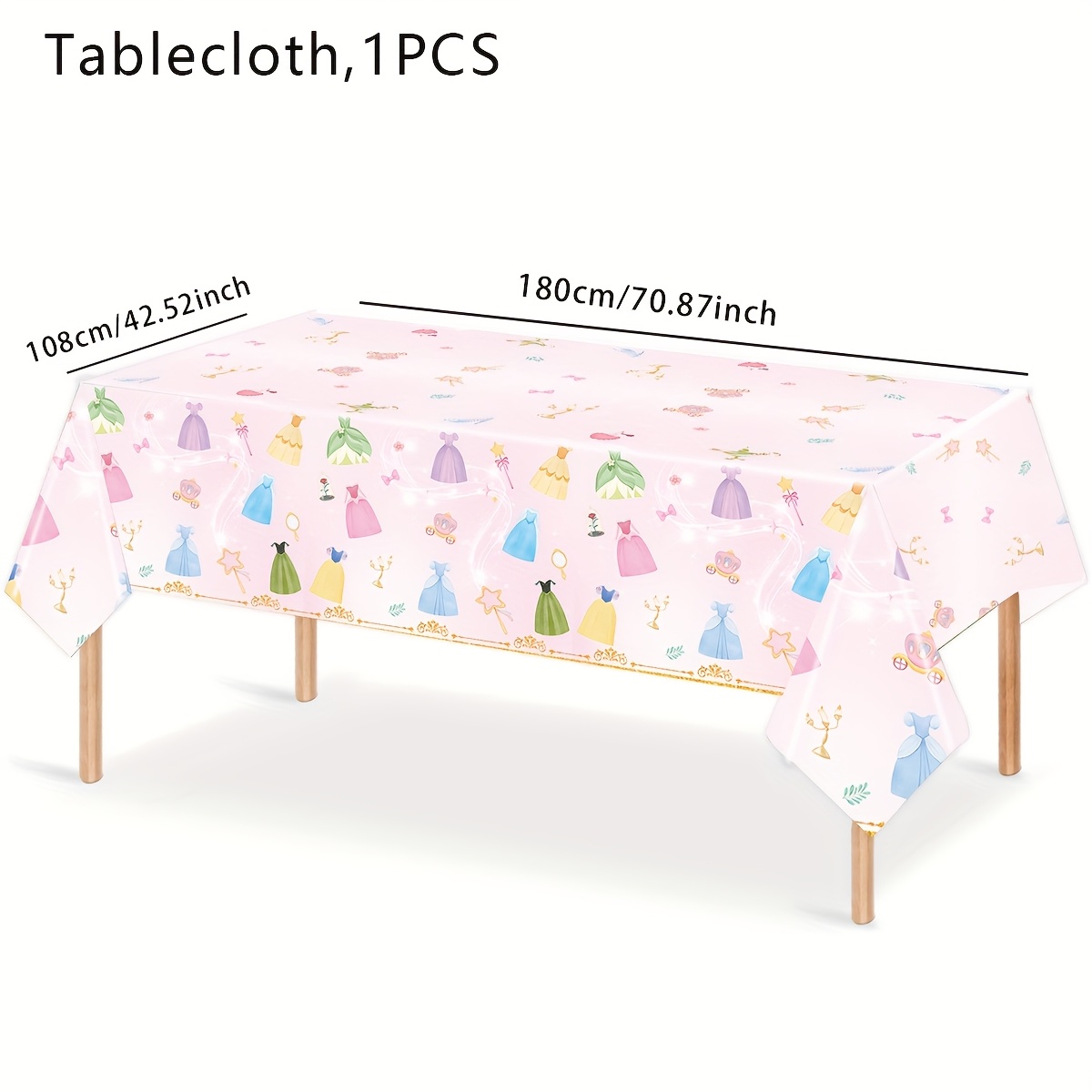 TEMU Halloween,wedding Decorations,summer Decoration,garden Decor For Outside,outdoor Decor, Christmas Princess Dress Cartoon Tablecloth - Cute Pink