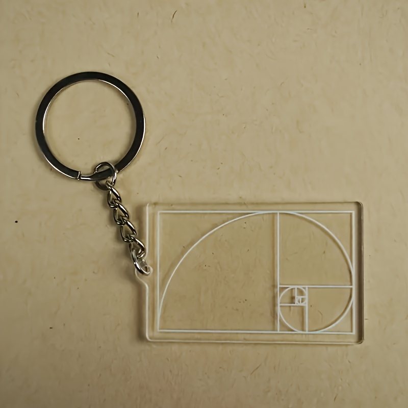 TEMU 2d Flat, 2d Flat 1pc Transparent Acrylic Geometric Keychain With /fibonacci/ Tool - Perfect For Photography, Painting, And Drawing Enthusiasts,