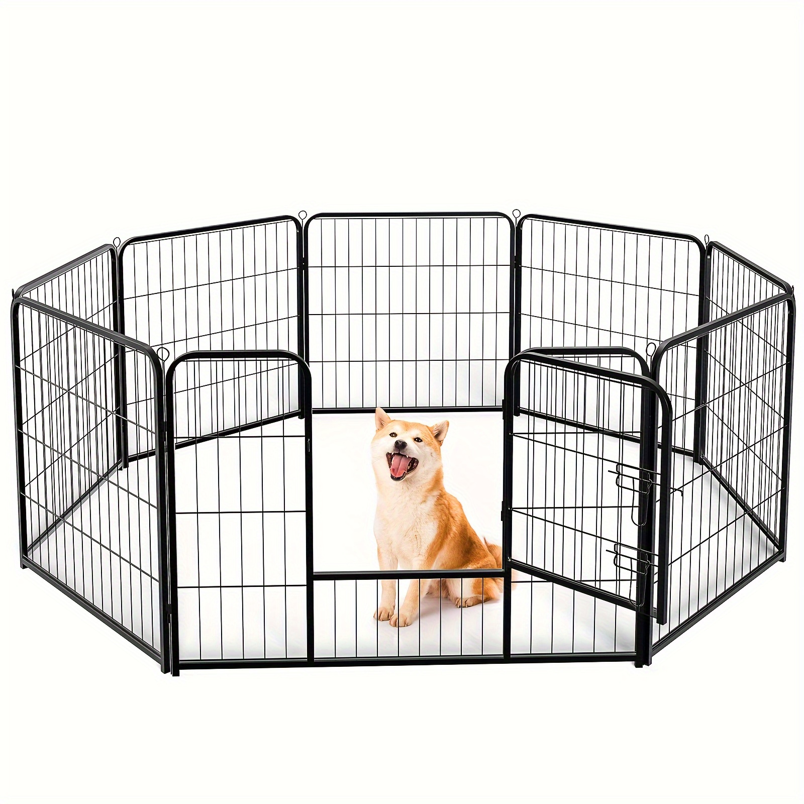 

Dog Playpen Indoor Pet Fence Outdoor 8 Panel 32" Height Metal Exercise Puppy Pen With Door For Large/medium/small Dogs Portable For Garden, Yard, Living Room
