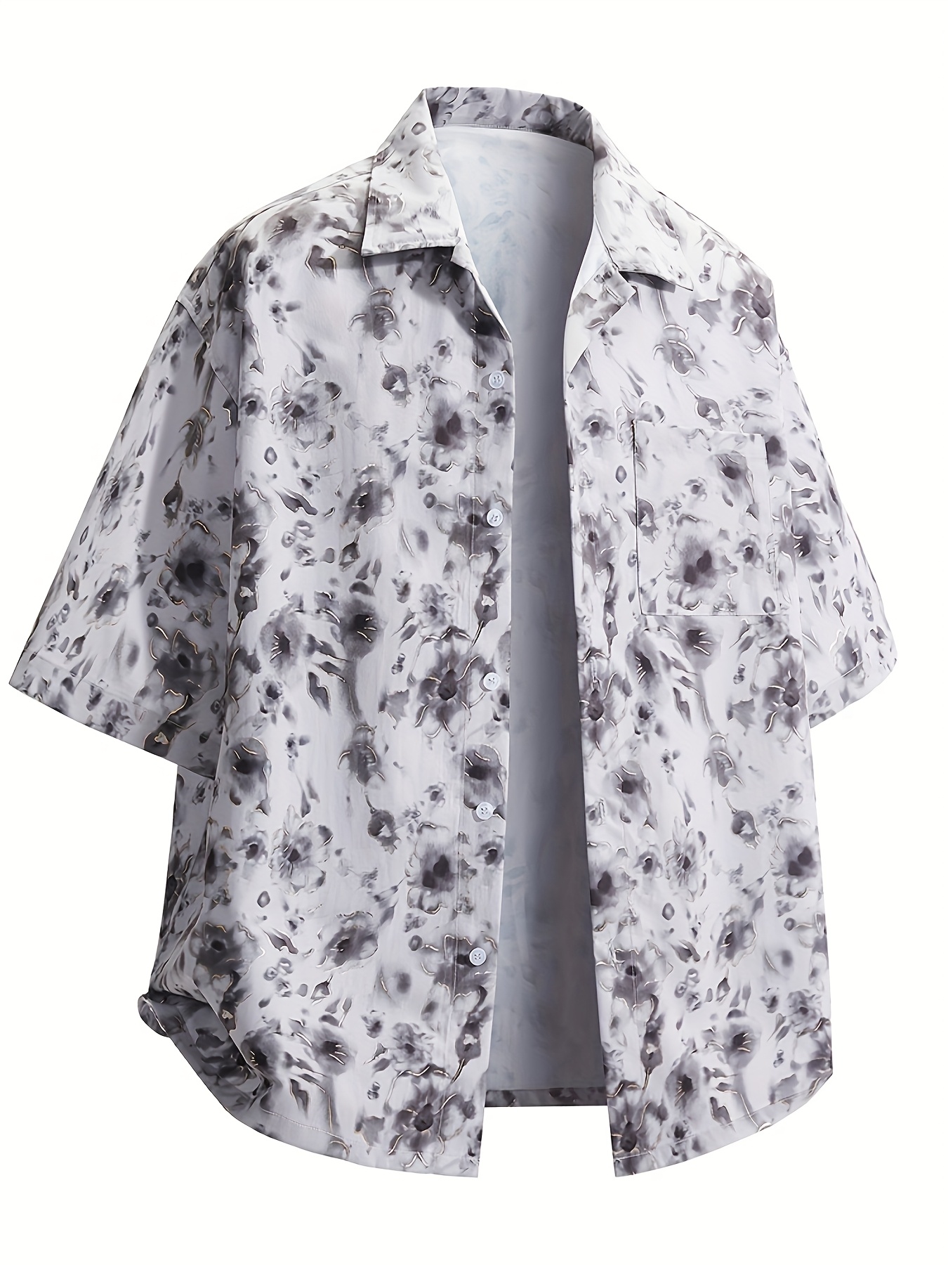 Men'S Lightweight Marble Print Short Sleeve Shirt - Breathable, Button-Up, Casual Summer Style for Beach, Travel, Commute & Home Wear, Beach Shirt, Summer Fashion, Nonstretch Fabric