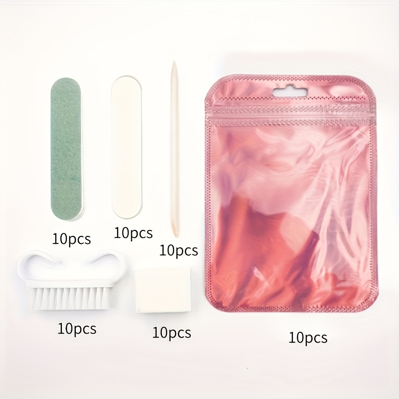 TEMU 60 pièces Mini à Ongles et Bâtonnets à Peau Morte Orange, Incluant 10 à Ongles , 10 Ciseaux en Bois, 10 Outils de Nettoyage, 10 Coupe-Ongles, 10