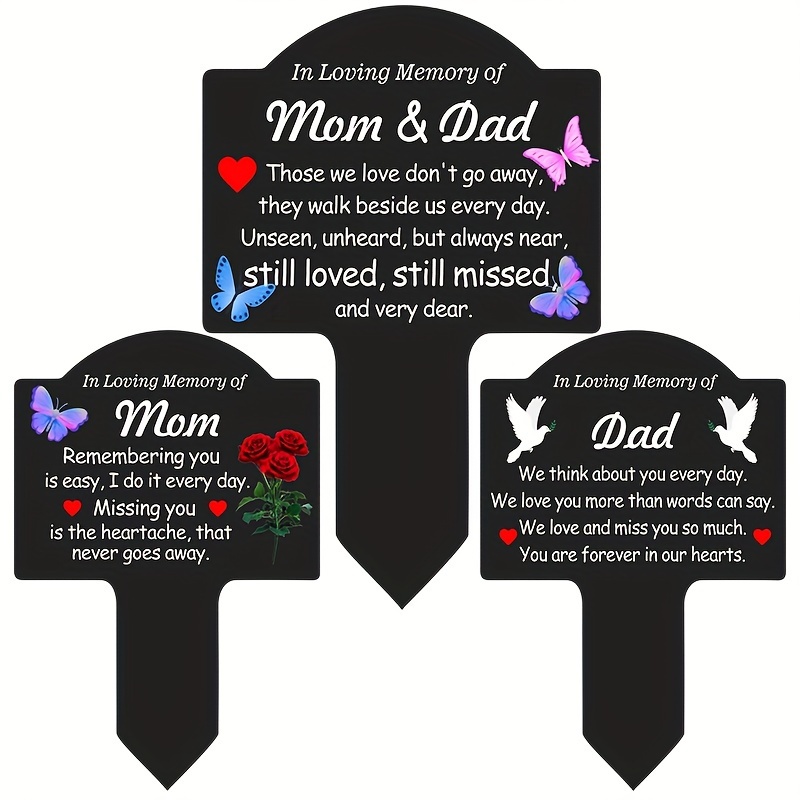 

1pc Grave Markers For Mom Dad And , Plastic Commemorative , Outdoors Decoration , 6.5x9.5in