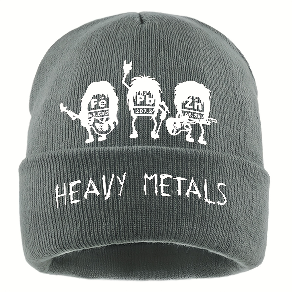 TEMU 1pc "" Printed Beanie With A Design, Winter Hat Suitable For Men And Women - Soft Acrylic Fold-over Cuff Skull Cap, Warm Unisex Knitted Music