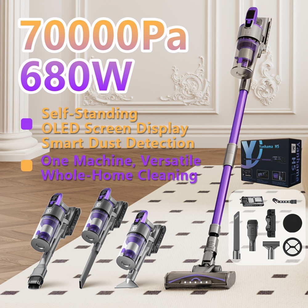 E-shop Yanhama Staubsauger 70000PA , mit Anti-Tangle-Bürste, bietet 70 Minuten Laufzeit. Dieser Handstaubsauger ist für Tierhaare auf Hartböden und