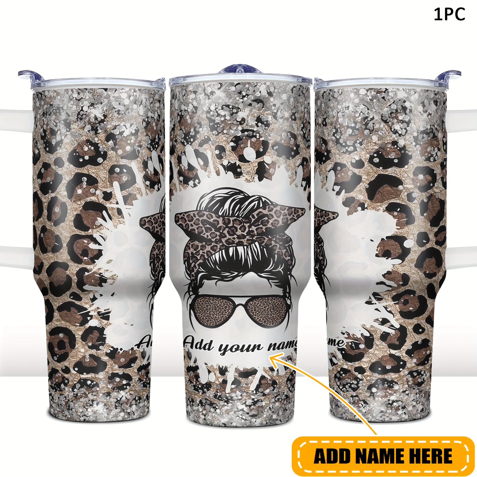 

Personalized 40oz Metal Tumbler With Lid, Custom Name Leopard Print, Double-wall Insulated Travel Mug, Hand Wash Only, Bpa-free, Multipurpose Use, Ideal For Adults, Christmas Easter Gifts - Hsdiokl