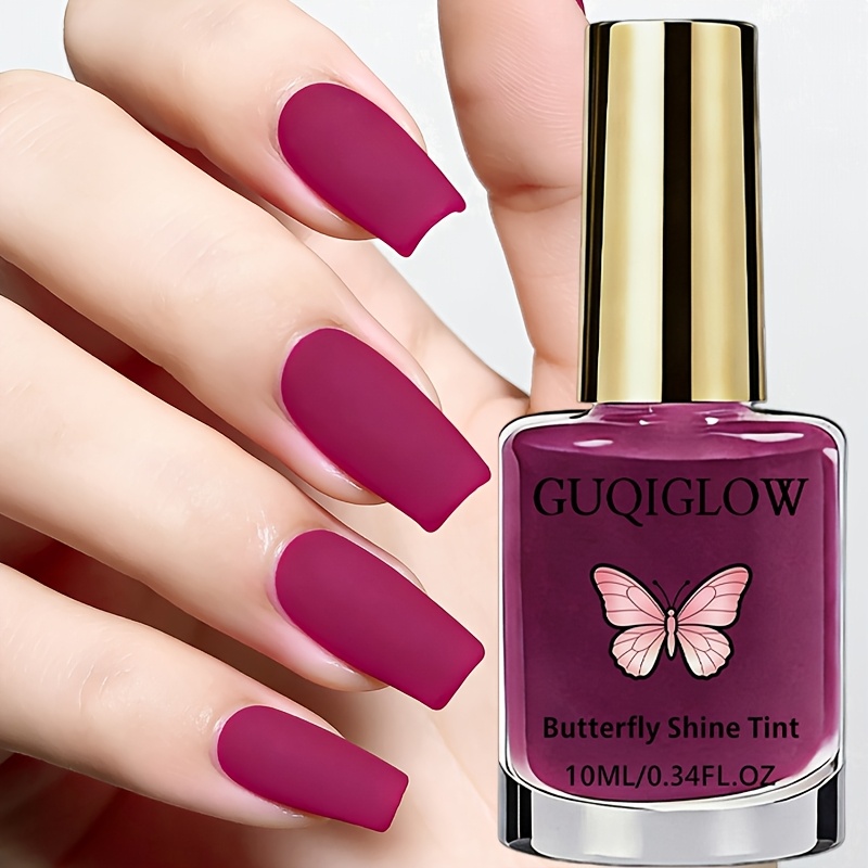 Image of Guqiglow Plum-colored Matte Opaque Nail Strengthener Oil, Drying, Alcohol-free, Durable Formula, Daily And Busy Individuals