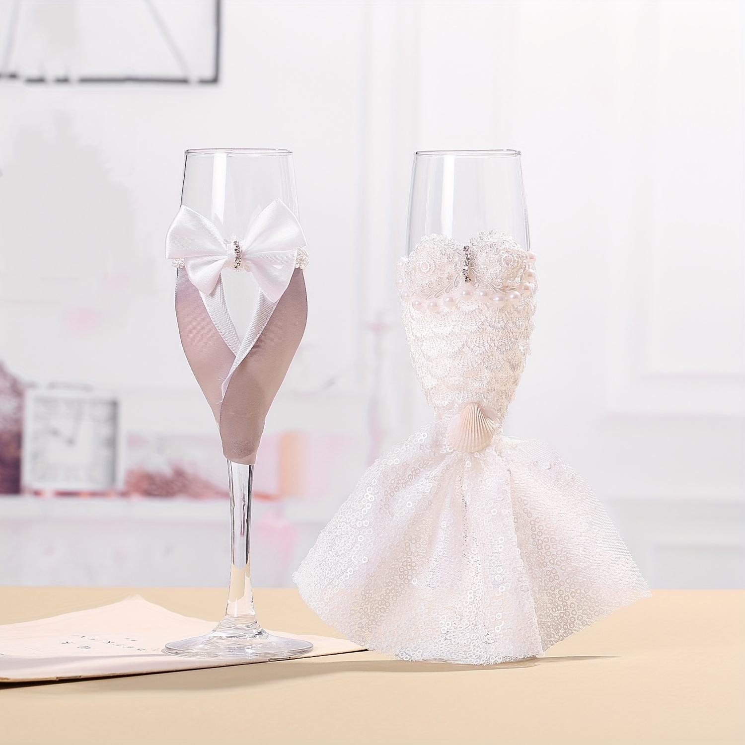 wedding dress gift set reusable gray suit design hand wash only multi purpose for romantic celebrations ideal for halloween diwali easter valentines thanksgiving includes 2 flutes decanter perfect for kitchen dining details 0