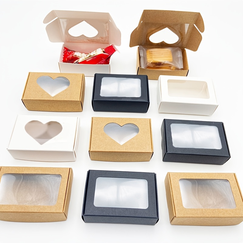 

A Set Of Gift Box Packaging (25pcs/set) With A Window In The Paper Box For Wedding Candies, Party Favors, And Small Items Storage.