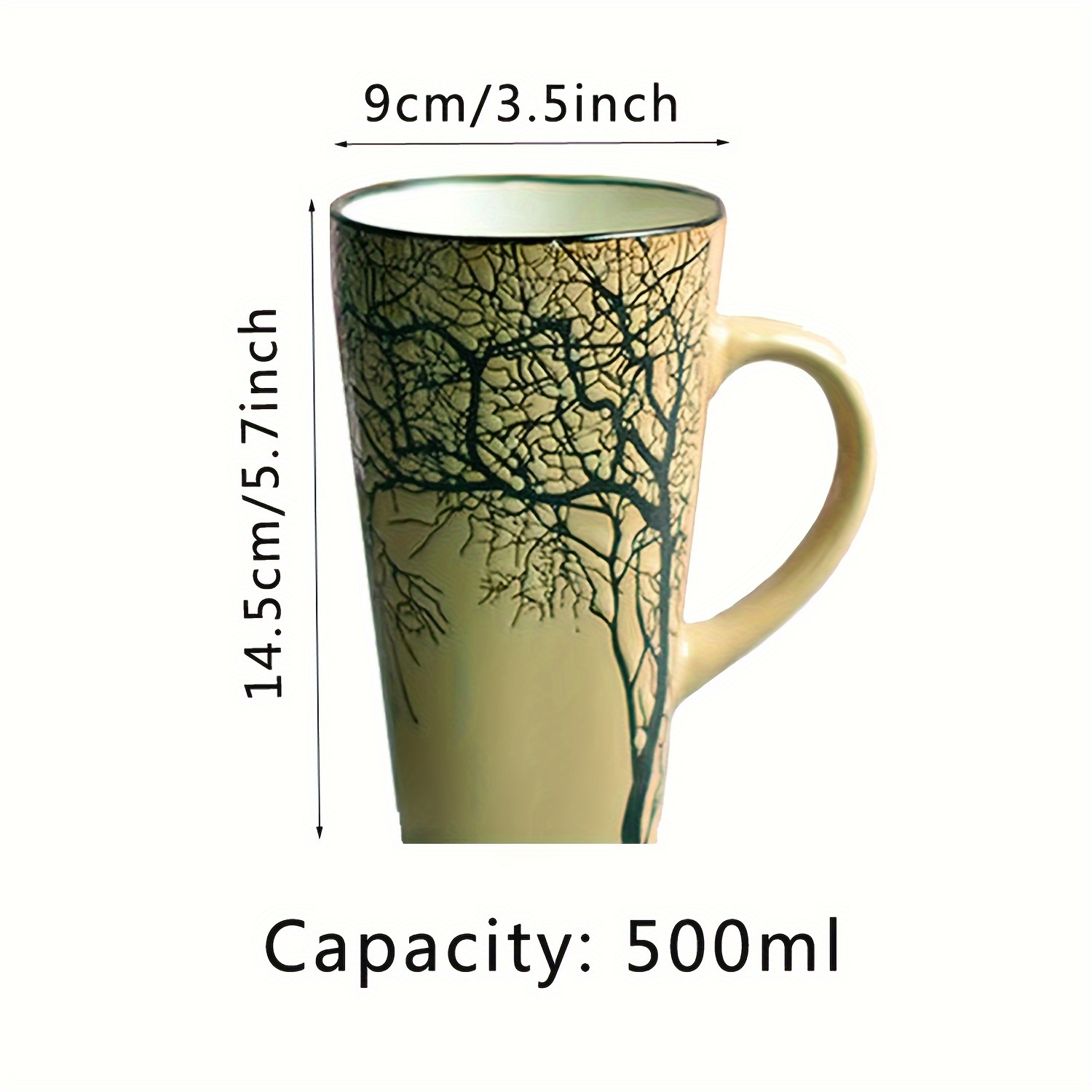 1pc Minimalist Ceramic Water Cup 500ml Large Capacity Mug Coffee Cup Tea Set Tea Cup Suitable For Home, Office And Holiday Gifts