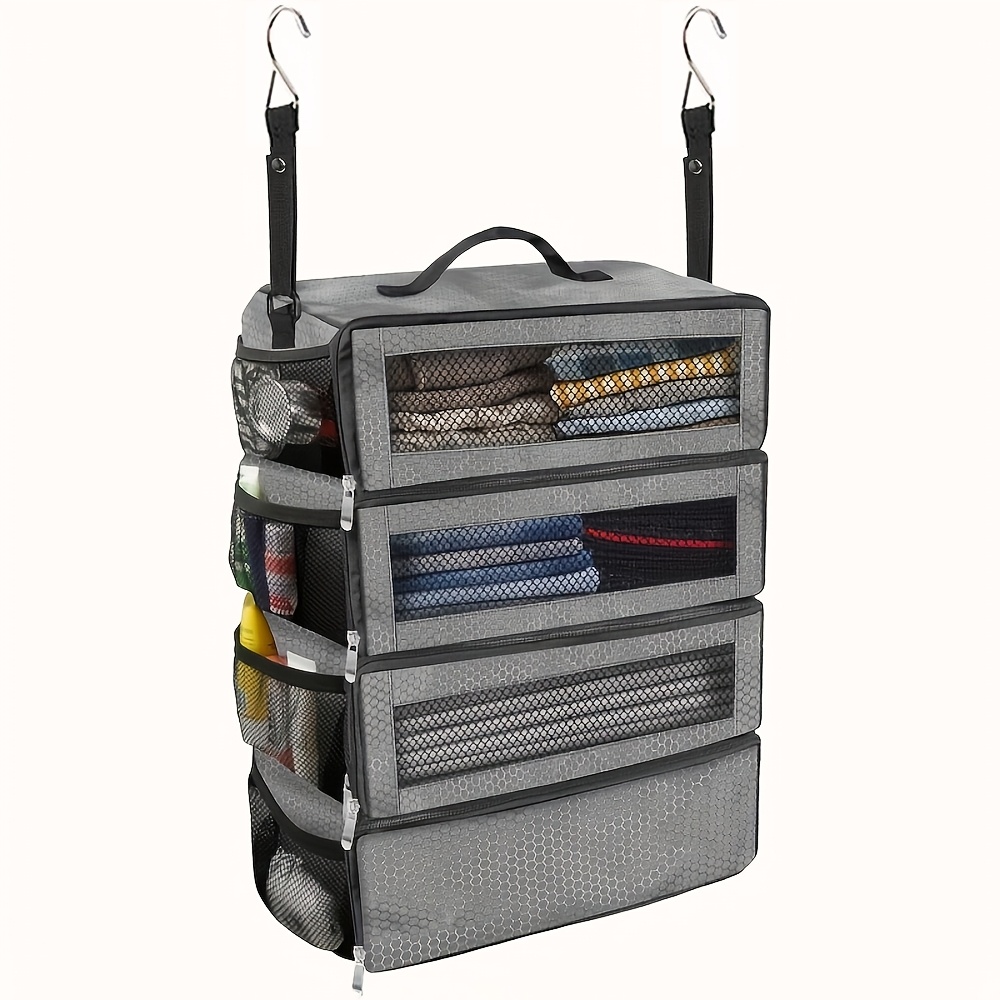 Large-capacity Foldable Storage Bag For Business Trips, Wardrobe Hanging Clothes Storage Bag, Durable Oxford Cloth Washable, Storage Bag With Hooks, Suitable For Clothes Storage And Organization