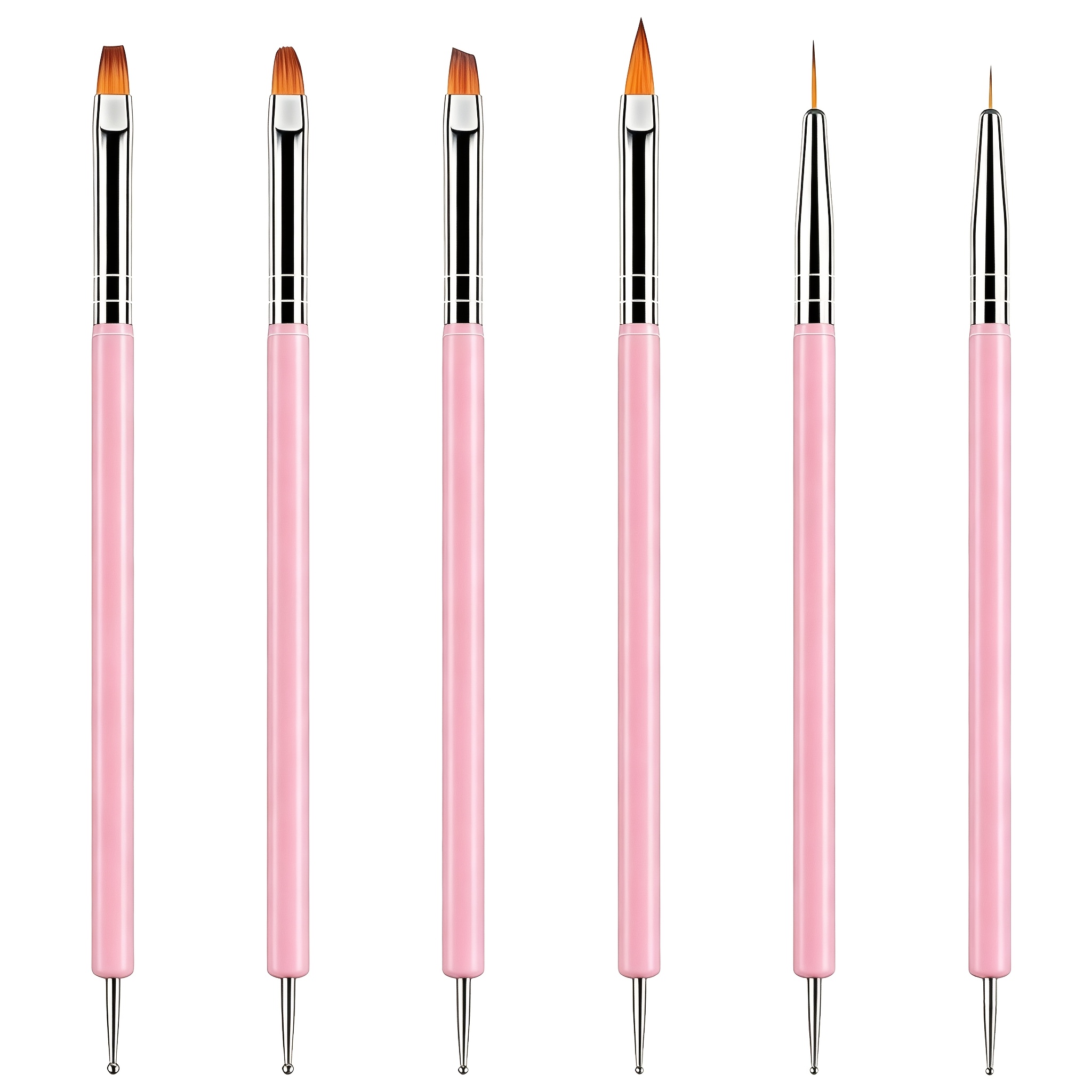 Image of 6pcs For Nail Art Brushes For Nail Design, Double-ended Dotting Tools, Versatile For Nail Art Kit For Detailed Designs, Gel Polish