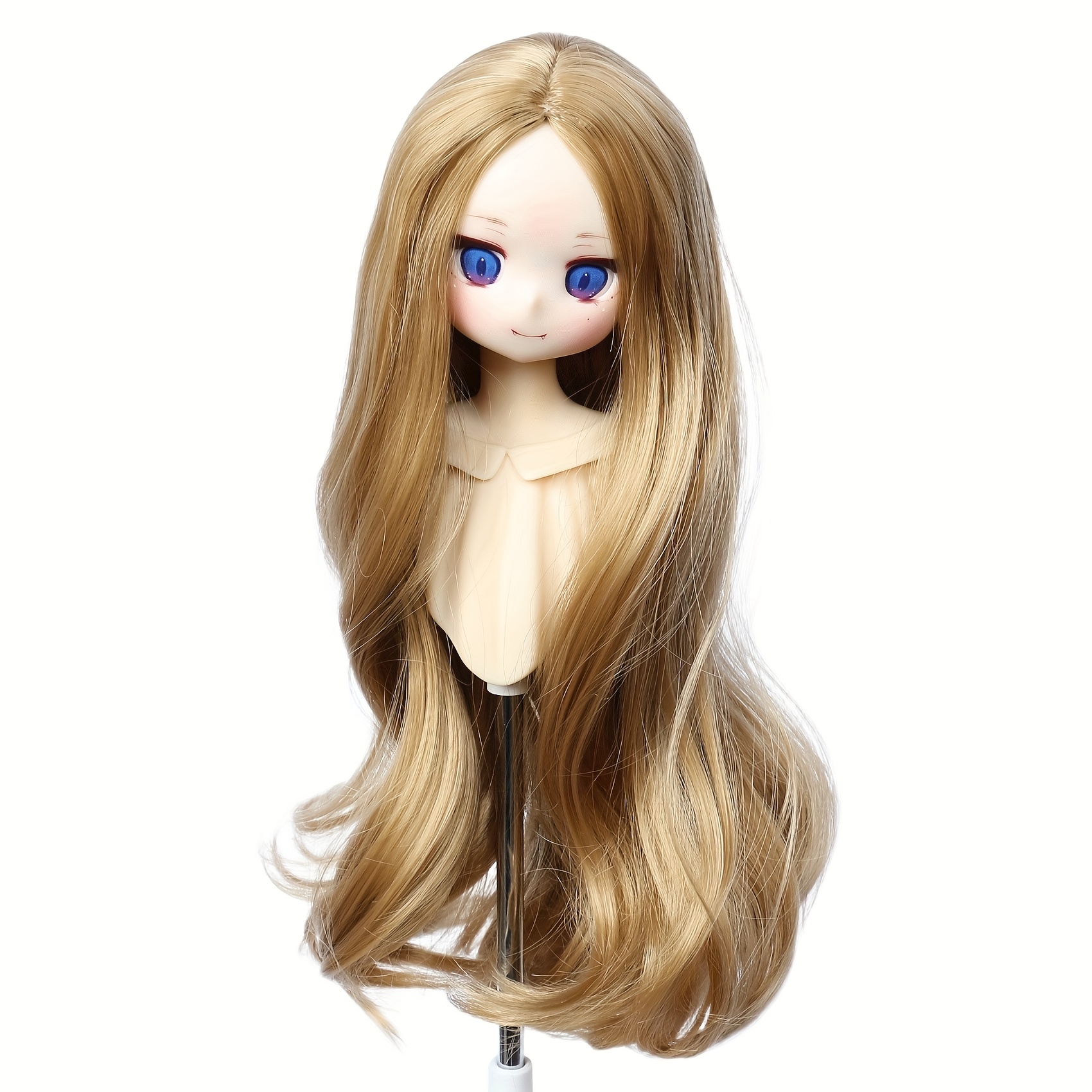 a bjd wig soft synthetic fiber middle parted curly hair sd doll hair additions elegant style elastic mesh cap suitable for all races   wigs for adults
