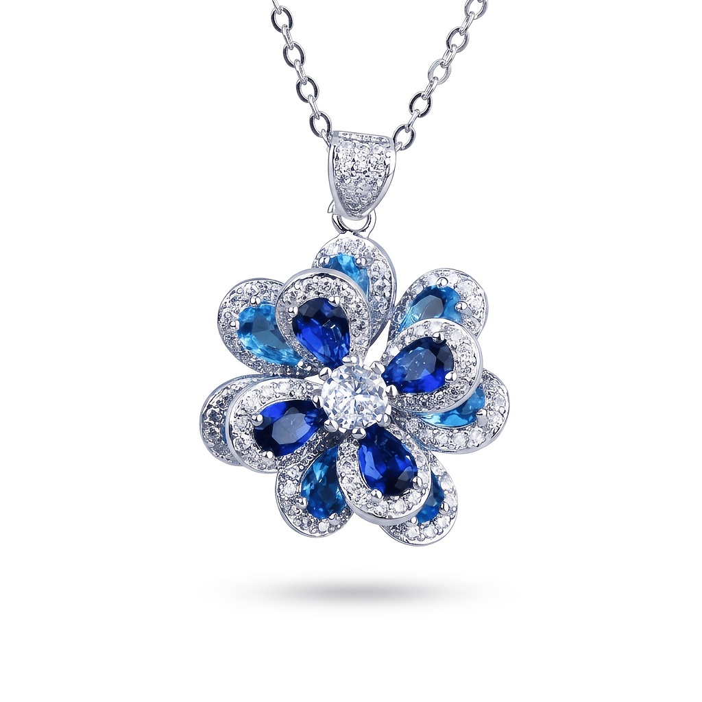 Image of S925 Silvery Sparkling Light Luxury Simple 3 Dimensional Camellia Pendant Valentine's Day Gift For Girlfriend And Wife Suitable For And To Wear