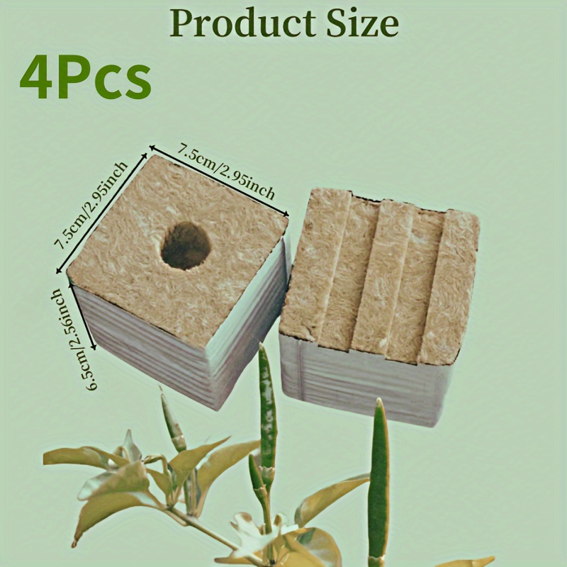4pcs Hydroponic Plant Cubes - Soilless Rock Wool Grow Blocks For Garden Tools & Lawn Care