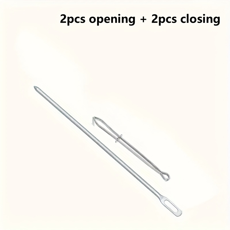 TEMU 2pcs Open And 2pcs Closed Elastic Waistband Punch Needles, High Quality, Smooth Pants And Hat Tool, Sewing Additions