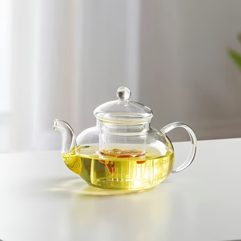 

1pc Large Capacity Glass Teapot With Infuser - Heat & Cold Resistant, Blooming & Loose , Ideal For Home, Office, Restaurant Use