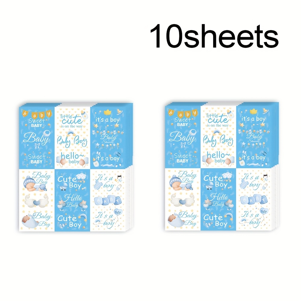 Boys Shower Candy Wrappers, Mini Candy Micro Wrappers Chocolate Label Stickers For Boys Shower Decorations () ( Style, 60 Count)