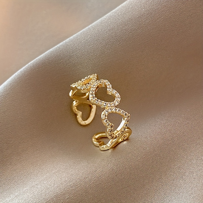 

Elegant Heart Ring - Chic , Copper With Unique Plating, Casual Attire