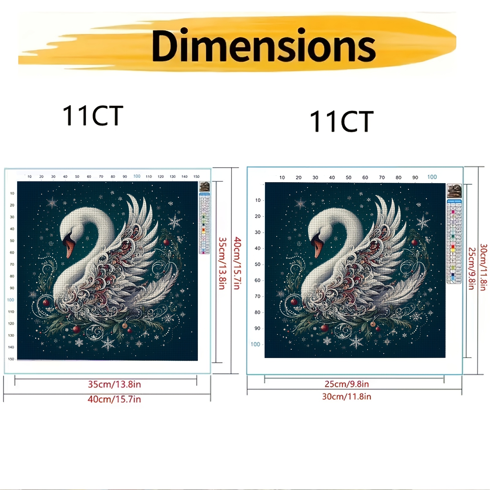 Christmas Swan Snowflake Design Printed Fabric Cross-Stitch Kit for Beginners
