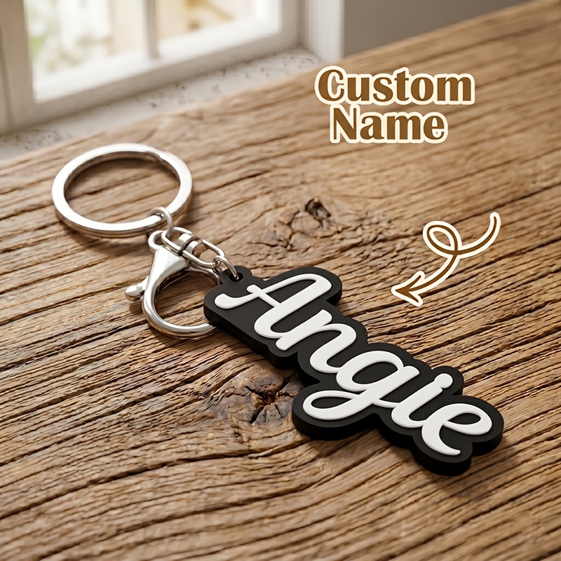 TEMU [2d Flat] [2d Flat] [customized] 1pc Personalized Acrylic Name Tag Keychain, Custom Men's Nameplate Key Chain, , Customized Couple Novelty Key