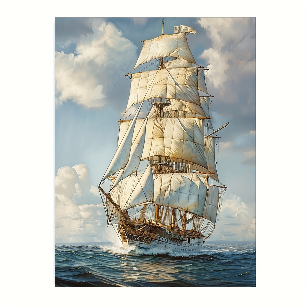 

Chic Nautical Canvas Print - White Sails & Tall Ships On The Sea | 12x16" Unframed Wall Art For Home, Office, Or Outdoor Decor | Modern Hd Giclee Poster Perfect For Living Room, Bedroom, Bar, Cafe