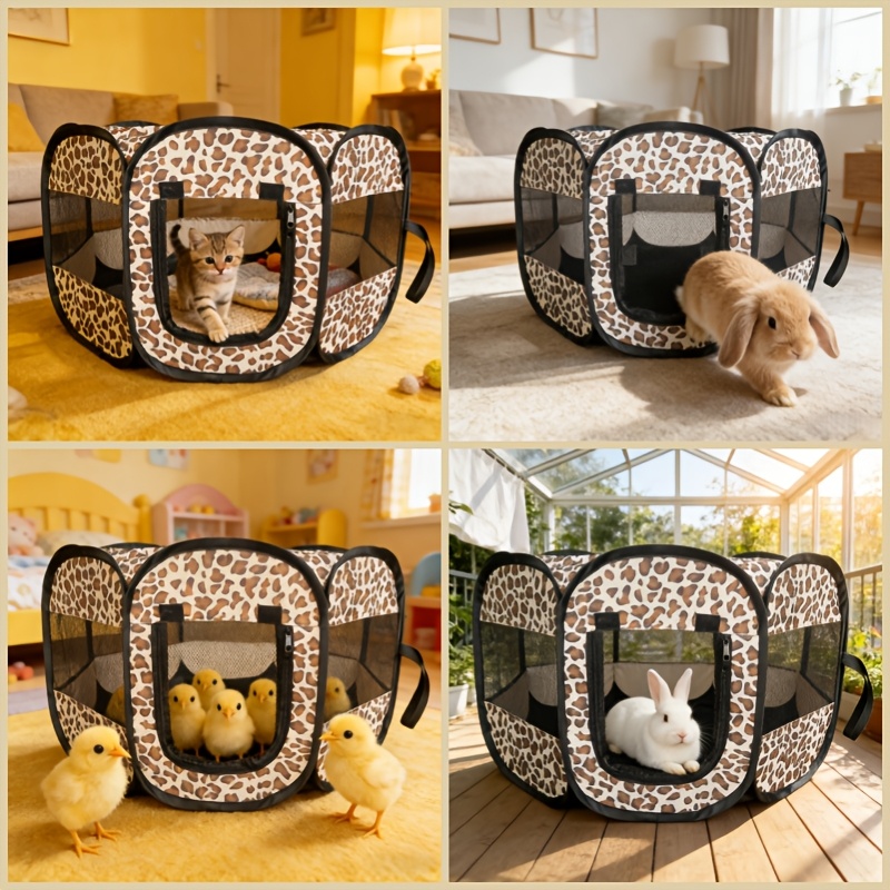 Leopard Print Small Animal Playpen for Pets