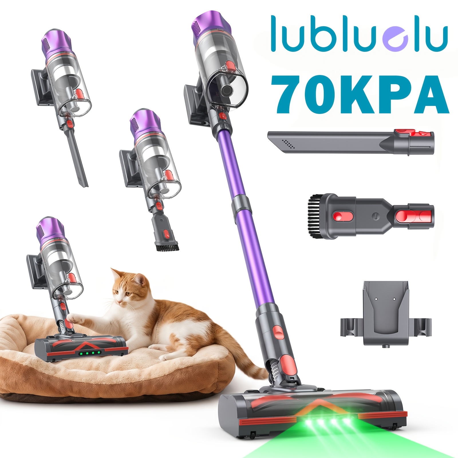 TEMU Lubluelu 2026 Newest G20 Cordless Vacuum Cleaner 70kpa 50 Minutes Stick Vacuum Brushless Motor Anti- Wireless Powerful Lightweight Led Vac For