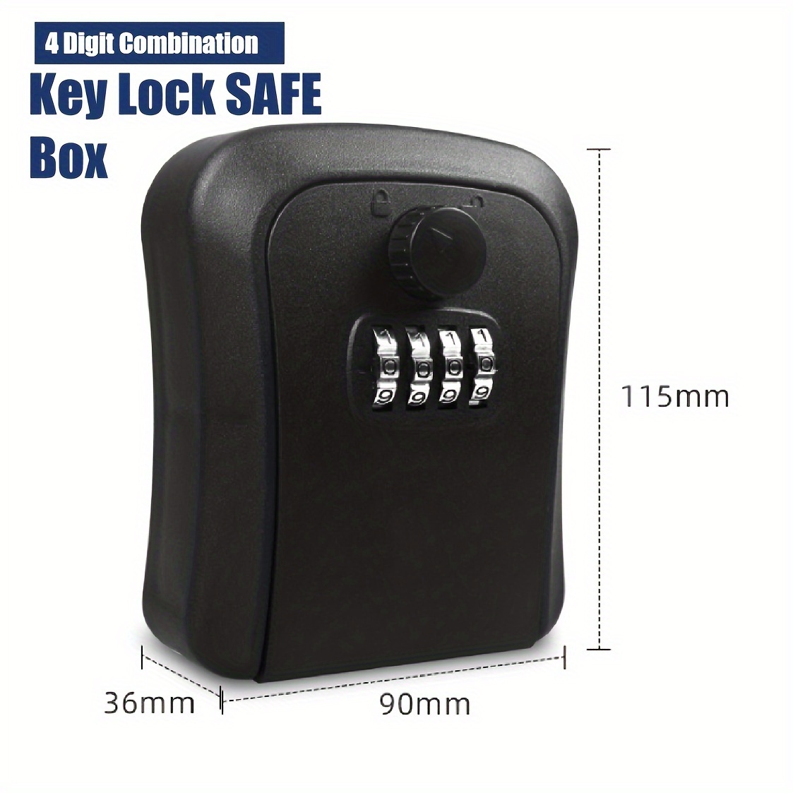 TEMU 4-digit Wall Mounted Key Box 4-digit Combination Secure Metal For House Or Car Keys With Large Capacity Weatherproof Design For Rentals And