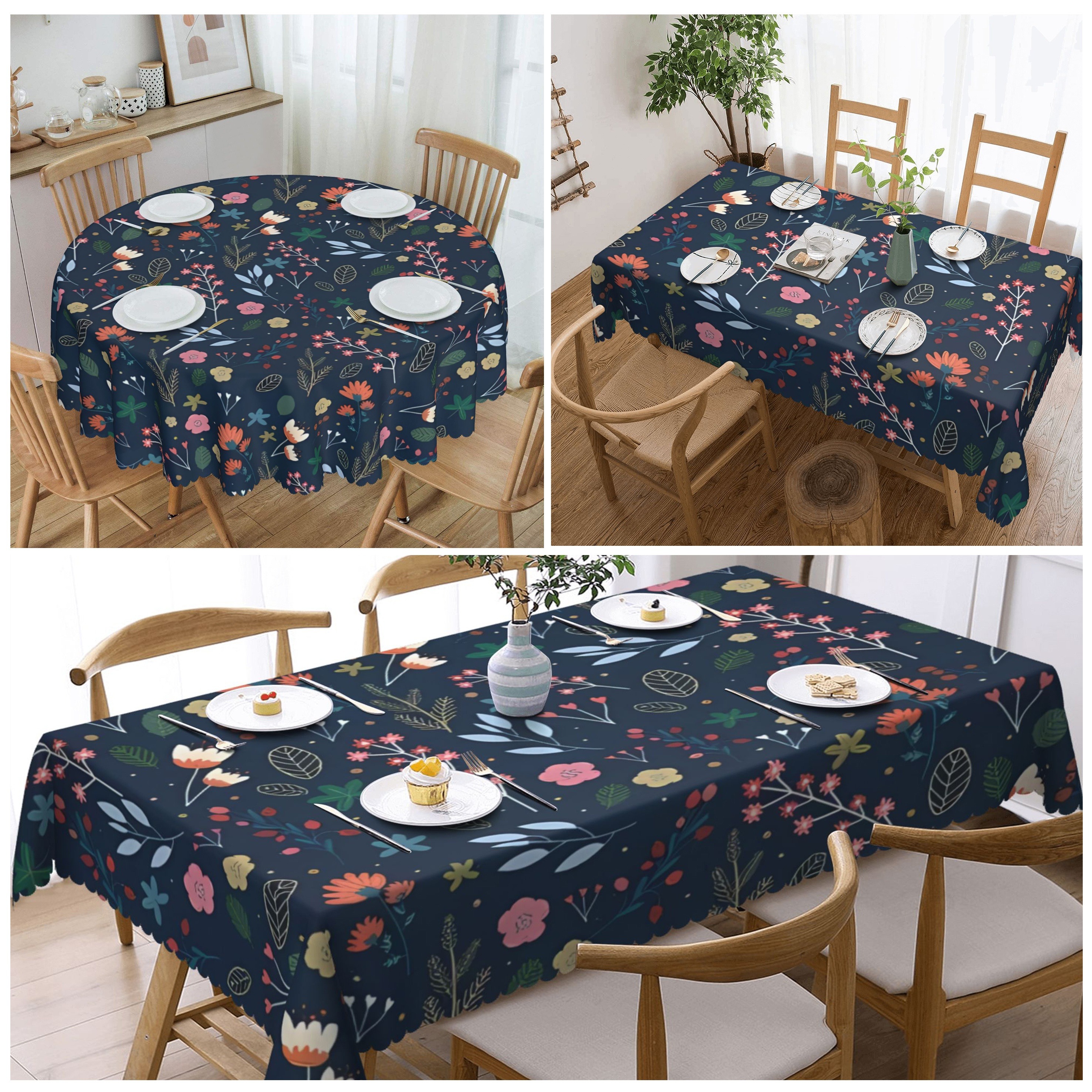 Tablecloth Blue Fish Pattern Table Decor Rectangle Simple - Temu