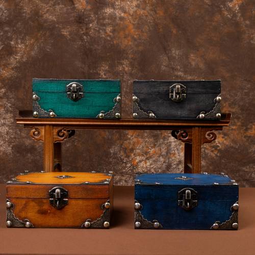 vintage solid wood chest of drawers jewelry box with bark multi drawer desktop storage for bracelets watches tarot cards keepsakes wood grain retro organizer for home decor for men women