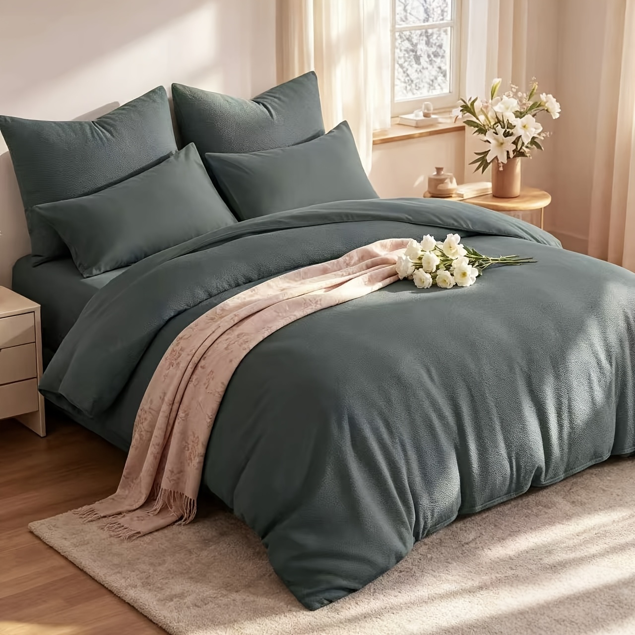 TEMU 3pcs Bedding - 1 Duvet Cover And 2 Pillowcases. Enjoy Sleeping With Our Soft, Skin-friendly Material. , Durable, And With A Practical Zipper For
