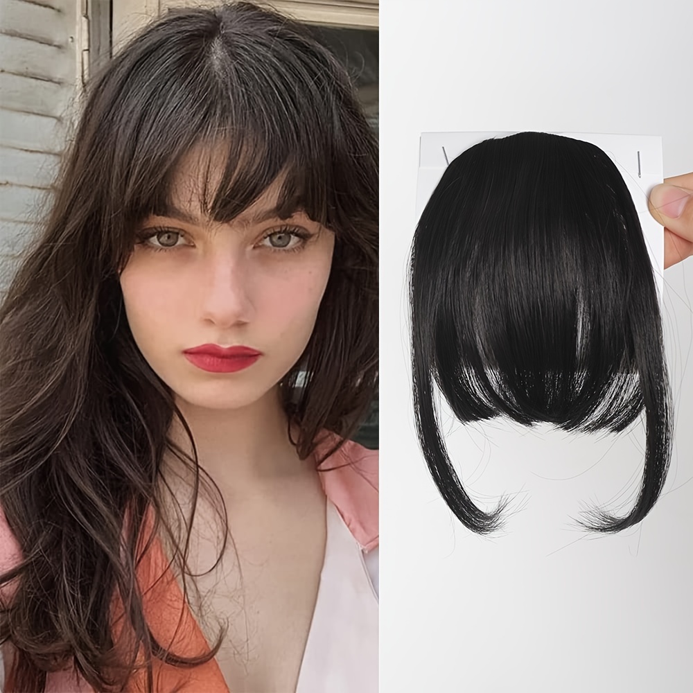 womens straight synthetic clip in hair bangs extension natural looking air fringe hairpiece invisible clip hair   7 5g basics style details 13