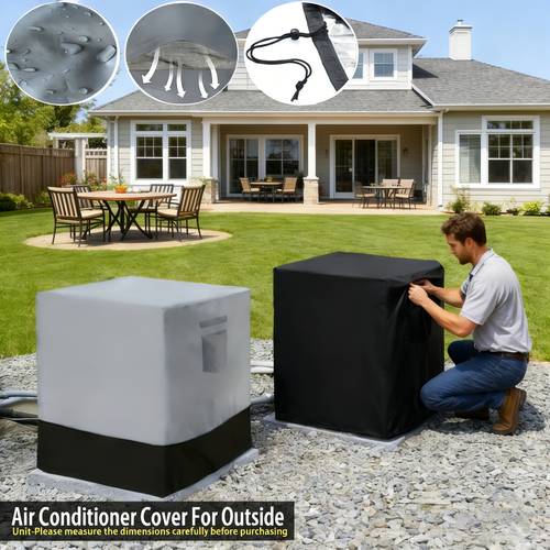 1pc heavy duty uv resistant outdoor ac cover with two tone suitable for ac units patio furniture durable fabric cover for air conditioner fit for balcony and commercial use