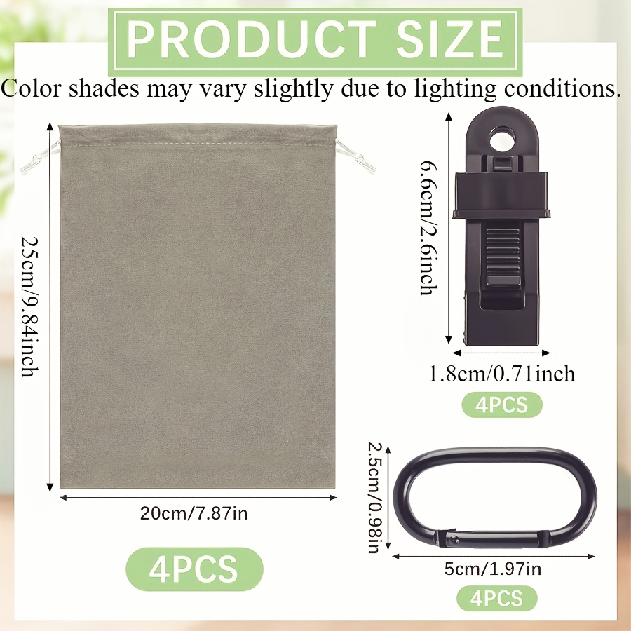 TEMU 12pcs Sacs de Poids pour Rideaux d'Extérieur Résistants au Vent, Additions de Rideaux d'Extérieur Portables Réutilisables (4 Sacs de Rangement +